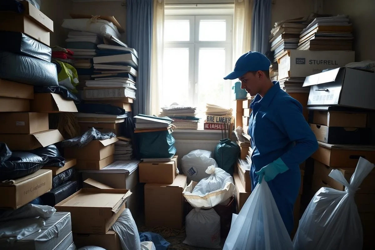 Messie Wohnung Wien – Clean4You Mitarbeiter räumt eine vollgestellte Wohnung diskret aus